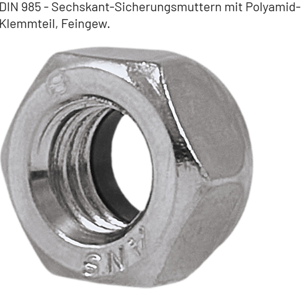 M22 x 1,5 nach DIN 985 verzinkt / SI-Mutter mit PU-Klemmteil mit Feingewinde